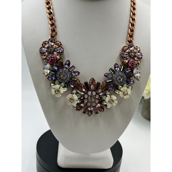 Joan Rivers Enamel Rhinestones Pink‎ Purple Language of Flowers Copper Necklace - Picture 9 of 9